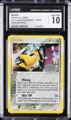 2006 POKEMON EX CRYSTAL GUARDIANS REVERSE HOLO #9 MAWILE CGC 10 GEM MINT - Image 1