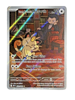 Team Rocket's Meowth 203/182 Illustration Rare Pokemon TCG Destined Rivals MINT - Image 1