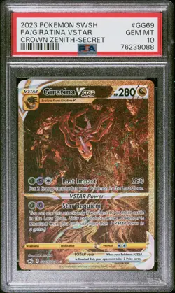 2023 POKEMON SWORD AND SHIELD CROWN ZENITH #GG69 FA/GIRATINA VSTAR PSA 10 - Image 1