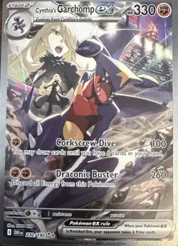 Pokemon Cynthia's Garchomp EX 232/182 Destined Rivals Full Art Holo Rare Card - Image 1