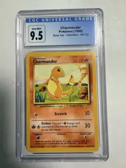 Pokemon Charmander 46/102 from Base Set unlimited in a CGC 9.5 (now a 10)! - Image 1