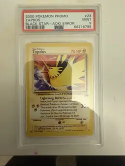 Pokemon Zapdos PSA 9 Black Star Promo #23 Aoki Error 2000 Toshinao Aoki English - Image 1