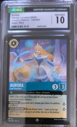 2024 Disney Lorcana Ursula's Return Aurora Lore Guardian 140/204 CGC GEM MT 10 - Image 1