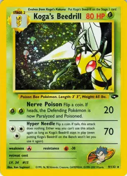 Koga's Beedrill 9/132 Gym Challenge Holo Rare 2000 WOTC Pokemon Card 9/132 - Image 1