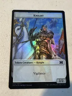 mtg foil token Knight // Cat Dragon 005/019, Double Masters 2022, unplayed - Image 1