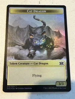 mtg foil token Knight // Cat Dragon 005/019, Double Masters 2022, unplayed - Image 2