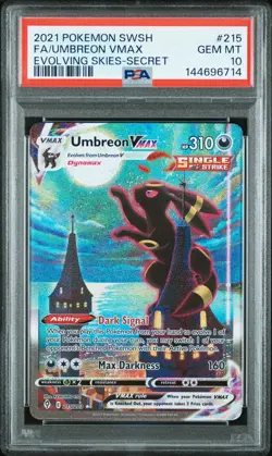 2021 POKEMON SWORD & SHIELD EVOLVING SKIES SECRET FULL ART/UMBREON VMAX PSA 10 - Image 1