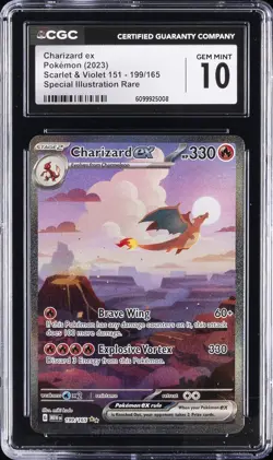 2023 POKEMON 151 CHARIZARD EX SPECIAL ILLUSTRATION RARE SIR HOLO #199 CGC 10 - Image 1