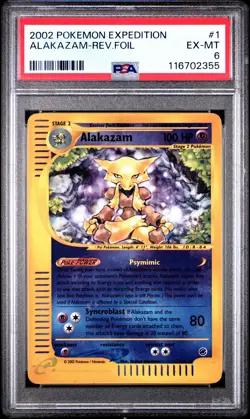 2002 POKEMON EXPEDITION #1 ALAKAZAM-REVERSE FOIL PSA 6 - Image 1
