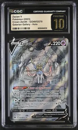 CGC Pristine 10 Zacian V GG48/GG70 💎 Crown Zenith Galarian Gallery Pokemon Holo - Image 1
