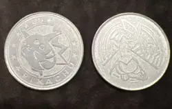 2 Misc Pokemon metal coins: Pikachu Metal Coin and Lugia Metal coin Pokemon Used - Image 2