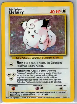 Clefairy 5/102 Holo Base Set - Pokemon Card - MP - Image 1