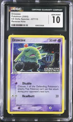 CGC 10 Drowzee EX Delta Species 67/113 Reverse Holo Stamped Pokemon Card - Image 1