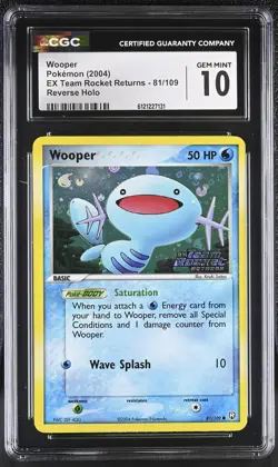 CGC 10 Wooper EX Team Rocket Returns 81/109 Reverse Holo STAMPED Pokemon Card - Image 1
