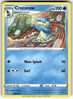 Croconaw 056/264 SWSH08: Fusion Strike NM Pokemon Card TCG - Image 1
