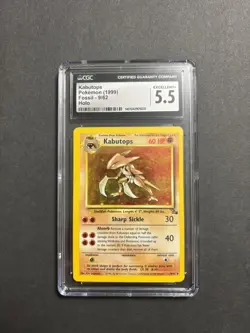 1999 Pokemon Fossil Unlimited Kabutops #9 Holo Rare CGC 5.5 - Image 1