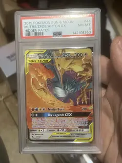 Moltres Zapdos Articuno GX Pokemon Sun & Moon Hidden Fates 44/68 PSA 8 - Image 1