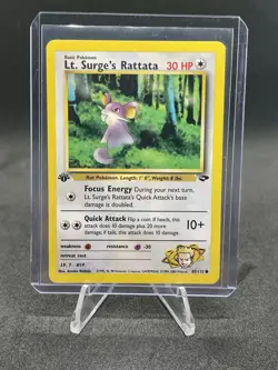 Pokemon TCG Lt. Surge's Rattata Gym Challenge 1st Edition Common Card 85/132 - Image 1