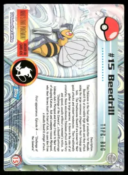 Pokemon Cards Beedrill #15 Topps Trading Cards Series 1 MP *2 - Image 2