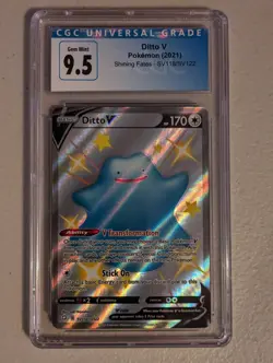 CGC 9.5 Gem Mint Pokemon TCG Ditto V Shining Fates SV118/SV122 Holo Shiny Holo - Image 1