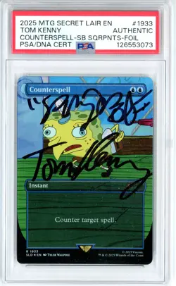 PSA Auth Signed Tom Kenny Counterspell Spongebob MTG Secret Lair Drop R 1933 - Image 1