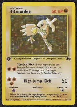Pokemon Hitmonlee 7/62 1st Edition Holo Fossil - Image 1
