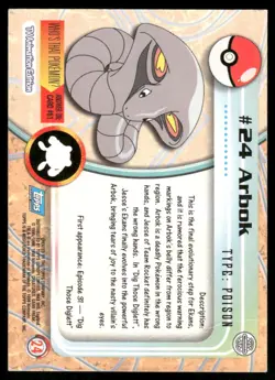 Pokemon Cards Arbok #24 Topps Trading Cards Series 1 LP *2 - Image 2