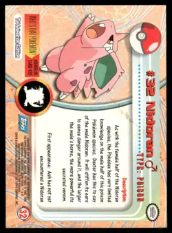 Pokemon Cards Nidoran #32 Topps Trading Cards Series 1 LP *3 - Image 2