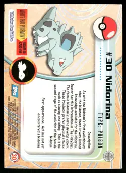 Pokemon Cards Nidorina #30 Topps Trading Cards Series 1 LP *1 - Image 2