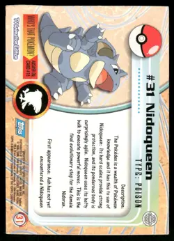Pokemon Cards Nidoqueen #31 Topps Trading Cards Series 1 LP *1 - Image 2