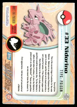 Pokemon Cards Nidorino #33 Topps Trading Cards Series 1 LP *1 - Image 2