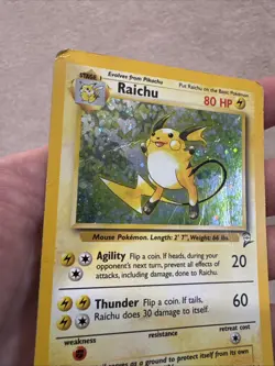 Raichu 16/130 Holo Pokemon Base Set 2 Unlimited DAMAGED - Image 2