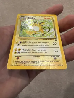 Raichu 16/130 Holo Pokemon Base Set 2 Unlimited DAMAGED - Image 5