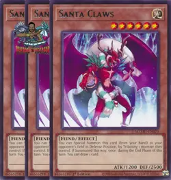 Yugioh! 3x Santa Claws MZMU-EN079 Rare 1st Ed NM - Image 1