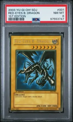 Red-Eyes B. Dragon Yugioh 2003 SDJ-001 Ultra Rare 1st Edition PSA 8 - Image 1