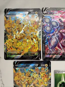 Pokemon TCG Jumbo Card V-Union Lot. Zacian 2x, Pikachu 2x, Mewtwo 1x - Image 2