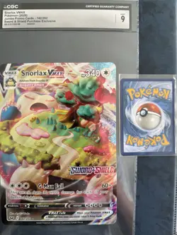 **JUMBO**Snorlax VMAX 142/202 Card Holo CGC Graded 9. **JUMBO** - Image 1