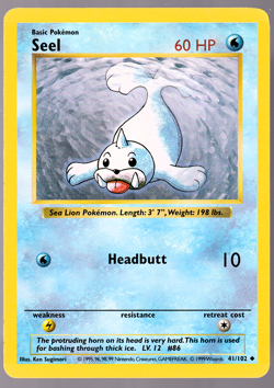 Seel Shadowless 41/102 Base Set Pokemon TCG Card 1999 LP - Image 1