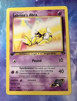 *1st Edition*! 2000 Vintage Pokemon Gym Challenge Sabrina’s Abra 93/132 NM - Image 2