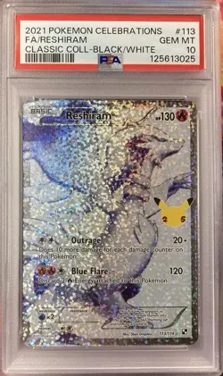 PSA 10 - Reshiram #113 Pokemon SWSH Celebrations - Full Art - Image 1