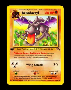 1999 Pokemon AERODACTYL Fossil Set 1ST EDITION Non Holo RARE Card 16/62 WotC NM - Image 1