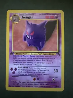 Pokemon TCG Gengar Fossil Card 20/62 First Edition Non Holo - Image 1