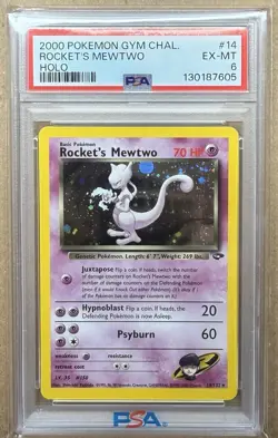 2000 POKEMON GYM CHALLENGE HOLO #14 ROCKET'S MEWTWO PSA 6 - Image 1