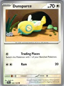 Pokemon Card Dunsparce 120/159 Journey Together - Asako Ito Crochet Art - NM - Image 1