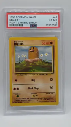 1999 Pokemon Base Set Diglett 47/102 Fight Symbol Error PSA 6! - Image 1
