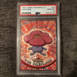 #45 Vileplume Topps TV Animation Series 1 Black Logo Pokemon Card PSA 10 GEM MT - Image 1
