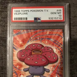 #45 Vileplume Topps TV Animation Series 1 Black Logo Pokemon Card PSA 10 GEM MT - Image 2