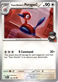 Team Rocket's Porygon2 Common SV10: Destined Rivals 154/182 Pokemon Card TCG - Image 1