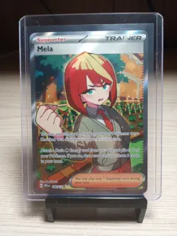 Pokemon TCG Trainer Mela Ultra Rare Holo Card 140/131 Prismatic Evolutions - Image 1