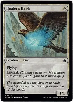 MTG Foundations Healer's Hawk Foil (Common) - Image 2